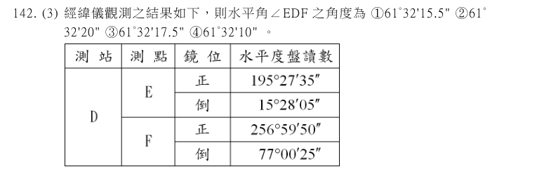 工程測量題目表格範例